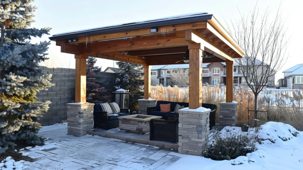 covered hardscape patio during frost