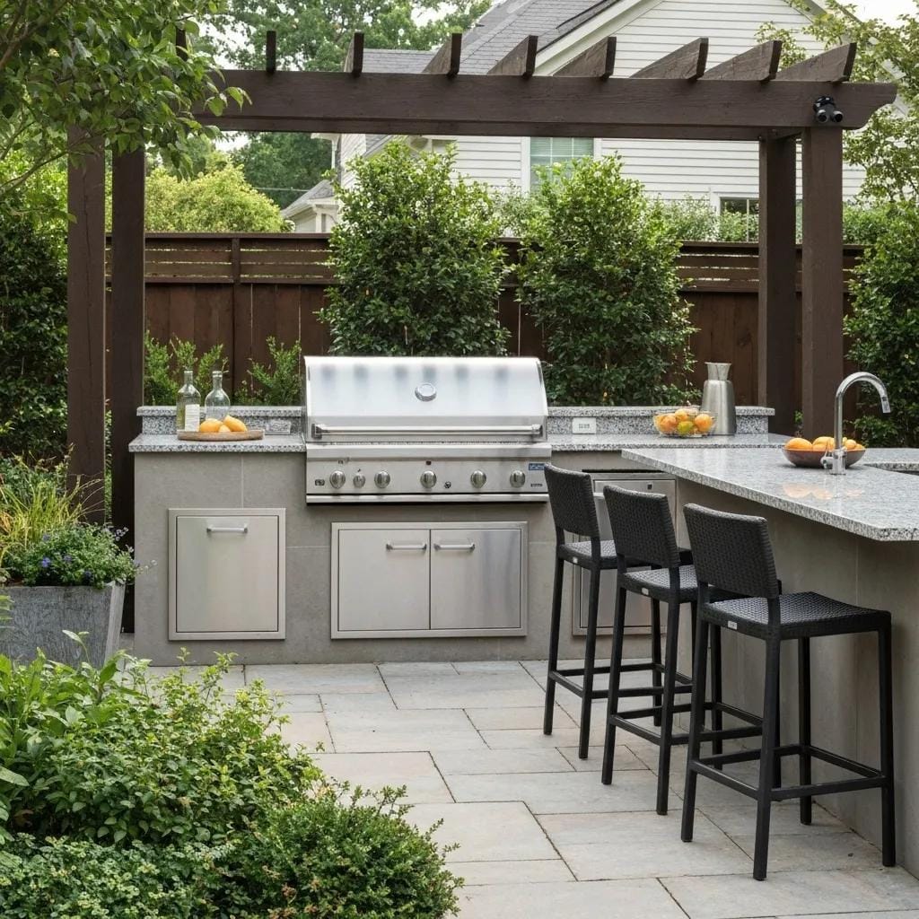 Sleek and modern outdoor kitchen in Atlanta, perfect for entertaining