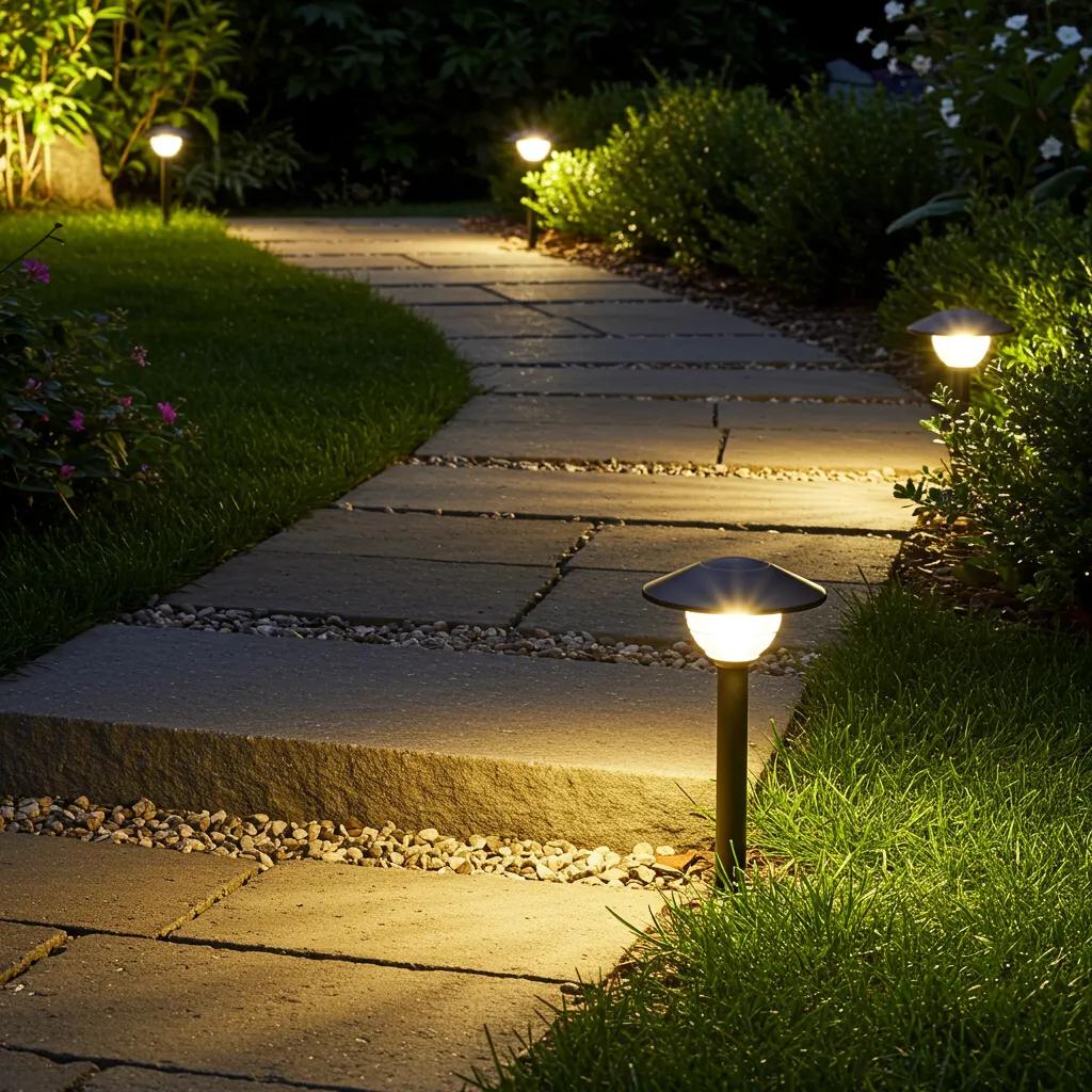 Well-placed LED pathway lights ensuring safety by illuminating steps and edges